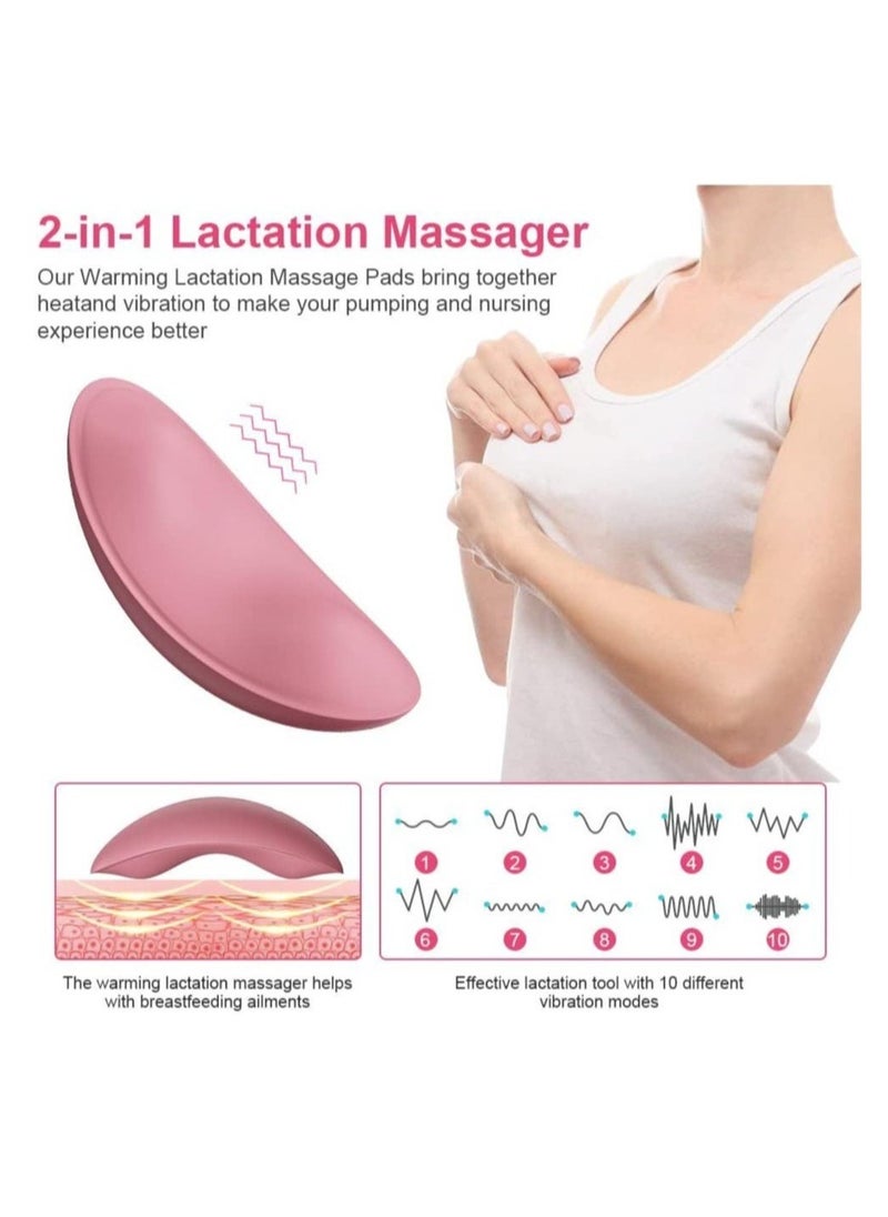 Heating Lactation Mssager Vibrating Breast Massager 2 in1, 3 Adjustable Heating + 10 Vibration for Clogged Ducts,Breastfeeding Massager to Improve Milk Flow and Congestion (Pink) - Image 3