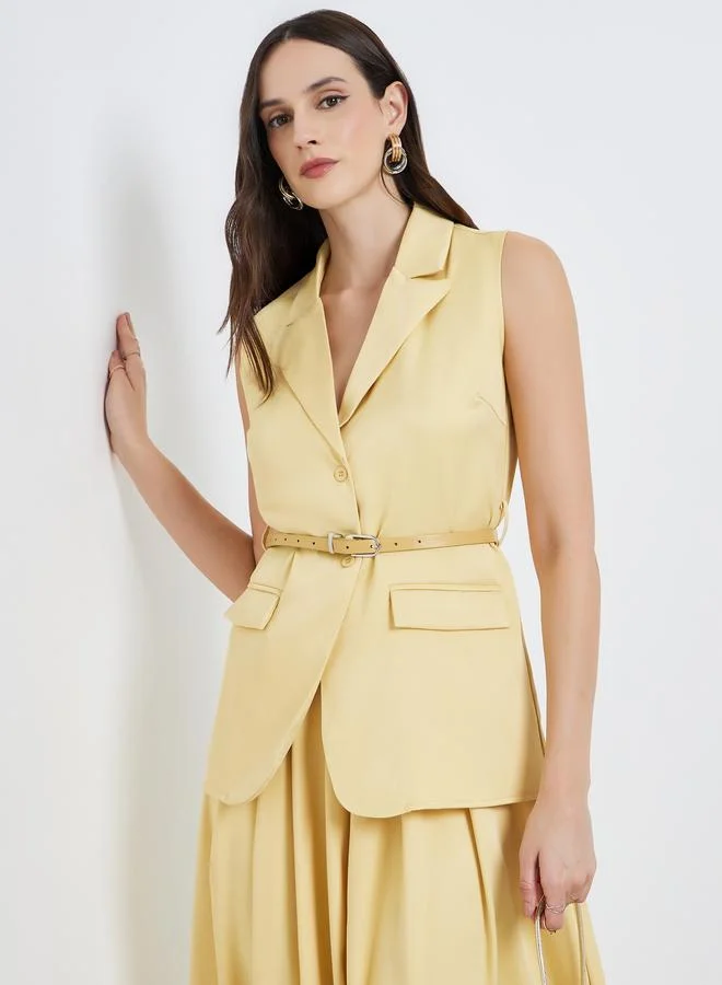 Styli Women Yellow Sleeveless Waistcoat Top