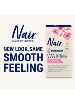Nair Nair Hair Remover Wax Ready Strips, Face and Bikini Hair Removal Wax Strips, 40 Count  - Image 2