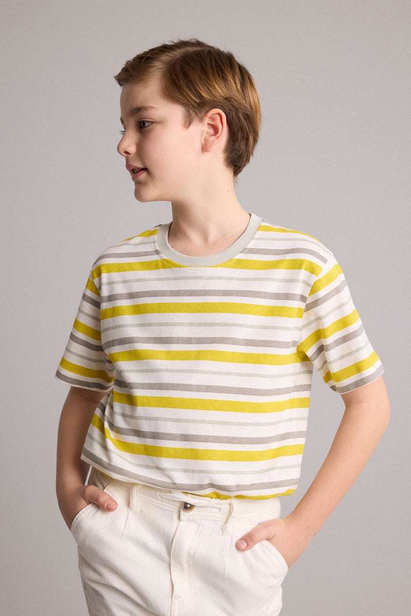 DeFacto Yellow Boy Boy Regular Fit Crew Neck Short Sleeve T-Shirt Casual - Image 3