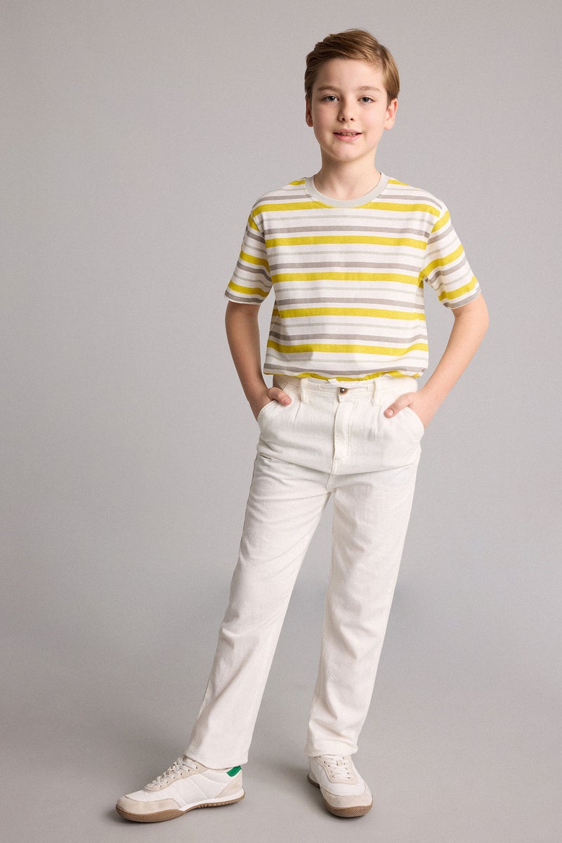 DeFacto Yellow Boy Boy Regular Fit Crew Neck Short Sleeve T-Shirt Casual - Image 2