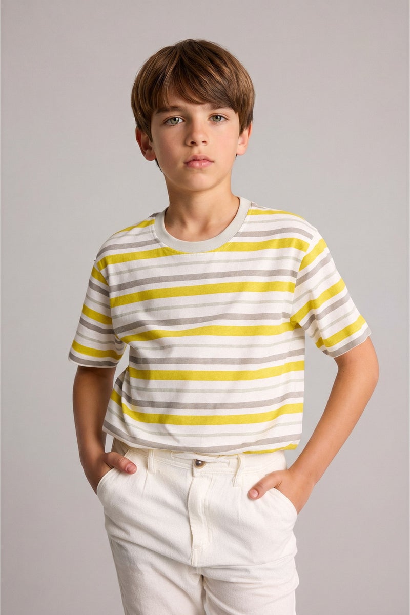 DeFacto Yellow Boy Boy Regular Fit Crew Neck Short Sleeve T-Shirt Casual - Image 1