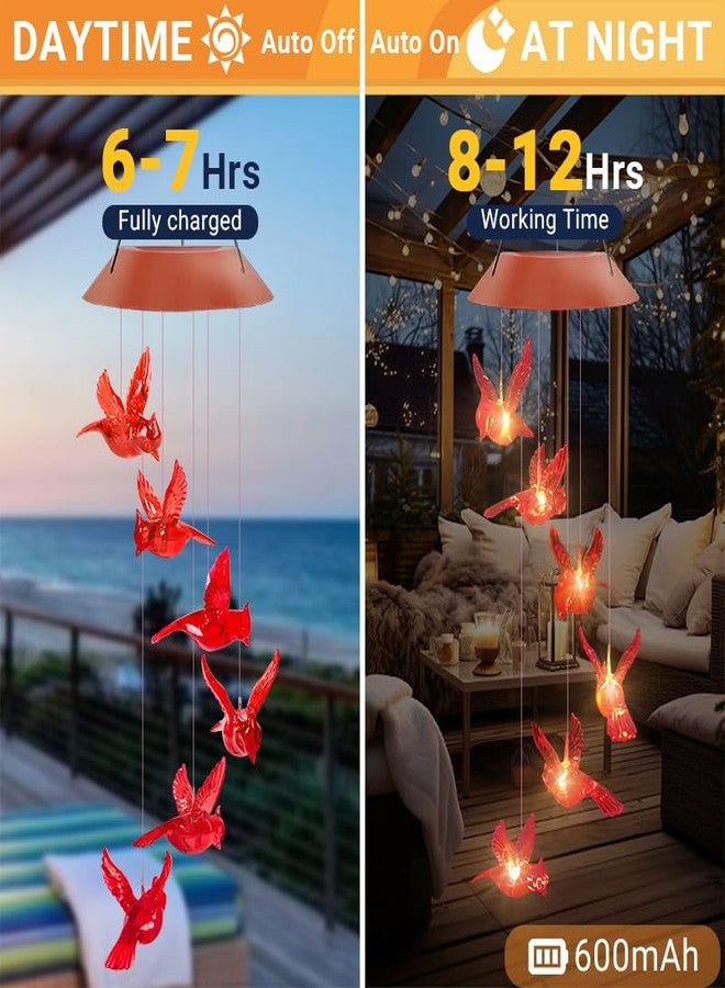 AIONASA Cardinal Solar Wind Chimes, Solar Cardinal Bird Wind Chimes Outside Moms Gifts Unique Cardinal Gifts for Women Red Bird Outdoor Decor Garden Gifts for Grandma mom Memorial Wind Chimes - Image 3