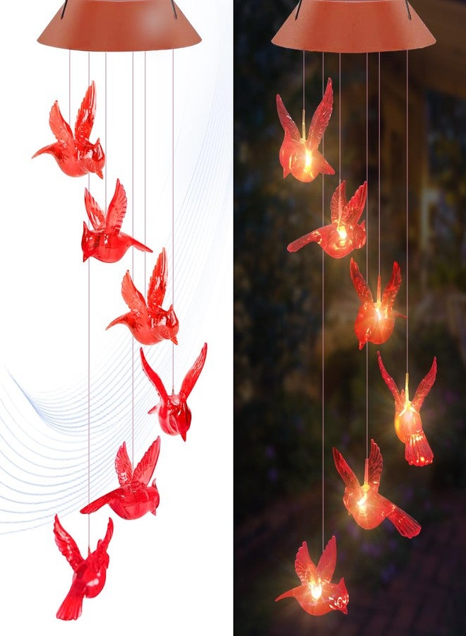 AIONASA Cardinal Solar Wind Chimes, Solar Cardinal Bird Wind Chimes Outside Moms Gifts Unique Cardinal Gifts for Women Red Bird Outdoor Decor Garden Gifts for Grandma mom Memorial Wind Chimes - Image 1
