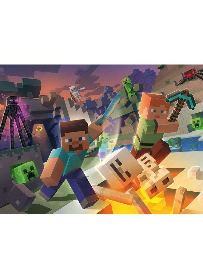Ravensburger - أحجية الصور المقطوعة Monster Minecraft 100 قطعة Xxl للأطفال 13333 كل قطعة فريدة من نوعها، القطع تتناسب مع بعضها البعض بشكل مثالي - Image 1