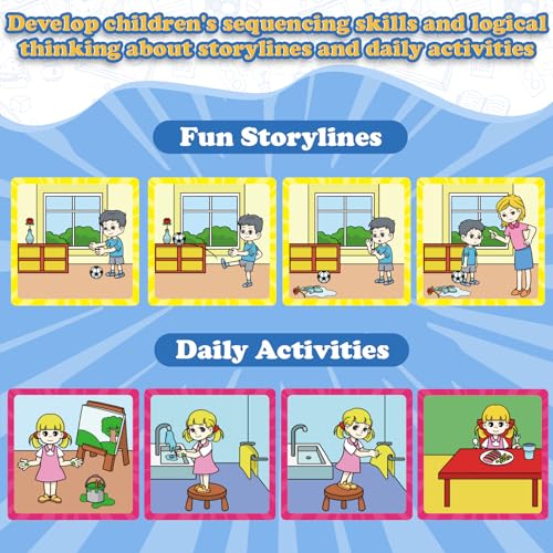 Kasfalci 4Scene Sequence Board Game Sequencing Flash Cards Speech Therapy Materials Sensory Toys for Kids with Autism Preschool Learning Activity for Improve Storytelling Social Skills - Image 5