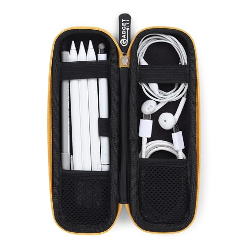 GadgetBite Black Hard Pencil Case EVA Hard Shell Pen Case Holder for Executive Fountain Pen and Stylus Touch Pen (Small)-Yellow - Image 5