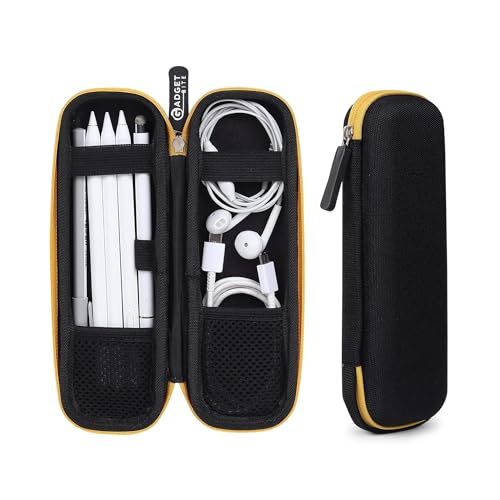 GadgetBite Black Hard Pencil Case EVA Hard Shell Pen Case Holder for Executive Fountain Pen and Stylus Touch Pen (Small)-Yellow - Image 1
