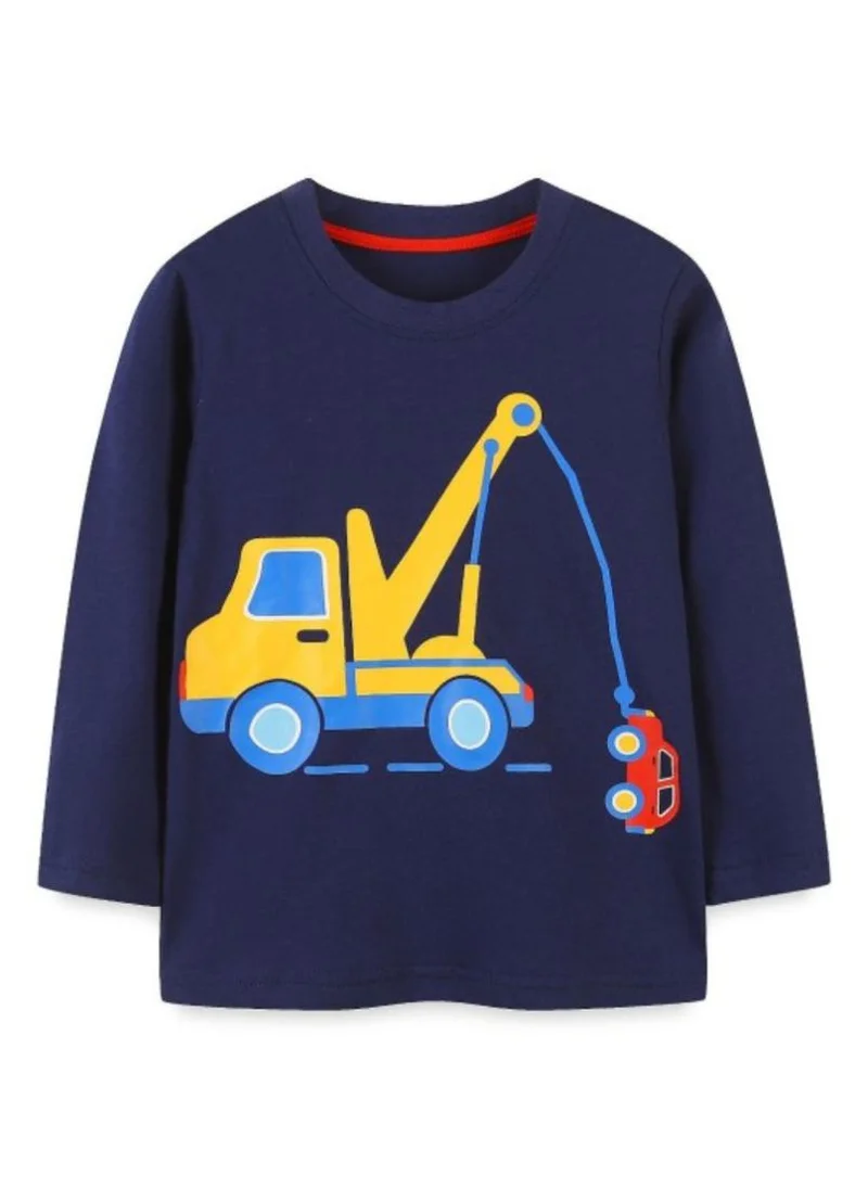 YUNIQEE Navy Blue Graphic Printed Round Neck Pockets T-shirt