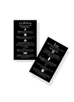 Boutique Marketing LLC Lip Blush Aftercare Instructions Cardspackage Of 50Double Sided Size 2 X 3.5 Inchinch Business Cardblack With White Design  - Image 1