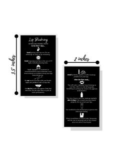 Boutique Marketing LLC Lip Blush Aftercare Instructions Cardspackage Of 50Double Sided Size 2 X 3.5 Inchinch Business Cardblack With White Design  - Image 3