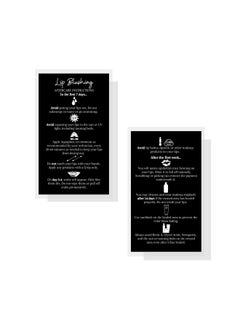 Boutique Marketing LLC Lip Blush Aftercare Instructions Cardspackage Of 50Double Sided Size 2 X 3.5 Inchinch Business Cardblack With White Design  - Image 2