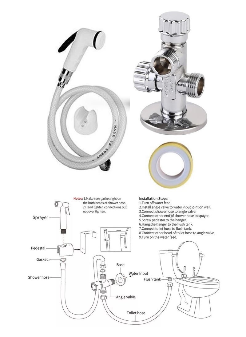2-way angle valve, M2 handle, with external bidet