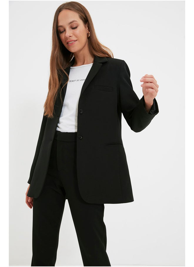 trendyol - Black Buttoned Blazer Woven Jacket TCTAW22CK0032 - Image 1