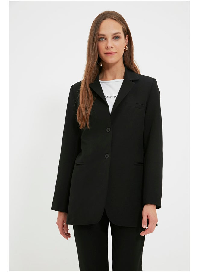 trendyol - Black Buttoned Blazer Woven Jacket TCTAW22CK0032 - Image 1
