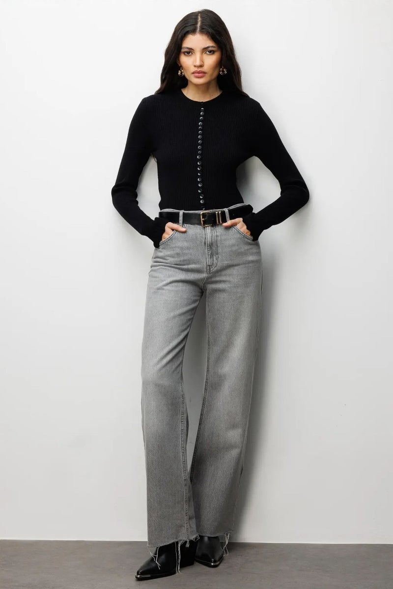 MIXRAY Ribbed Knit Buttoned Cardigan - Image 2