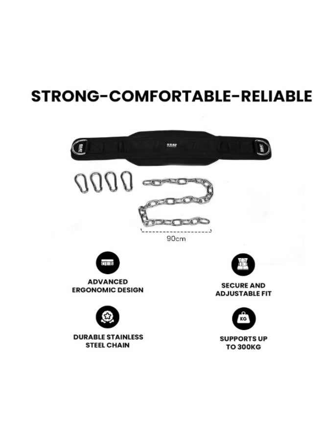 جوت  حزام أوزان للتغطيس (Dip Belt) من G.O.A.T | 82 سم | مادة متينة وناعمة | أسود - Image 3