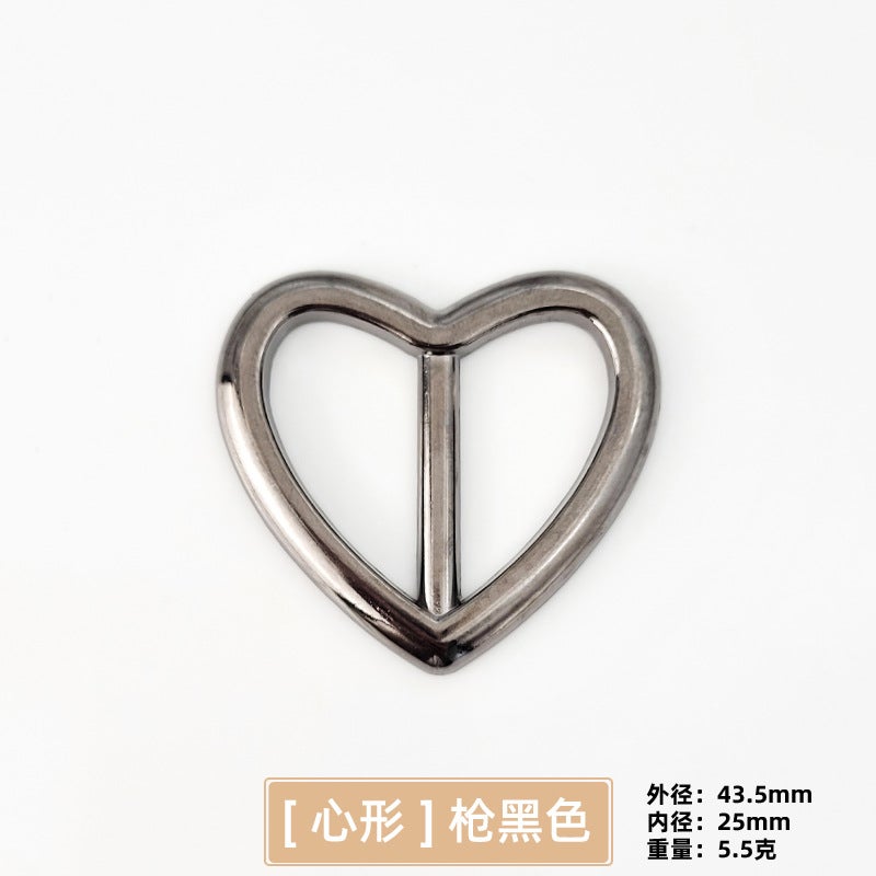 Metal Coat Corner Buckle Knot Buckle Silk Scarf Button Belt Adjusting Three Buckle Shirt T-shirt Hem Fixed Decorative Buckle [Heart] gun color 
