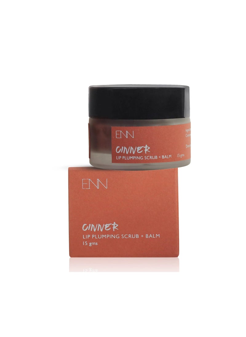 ENN Cinner Brightening and Instant Plumping Cinnamom Lip Scrub   Lip Balm   Moisturizer Tanned   Dark Lips  Glossy Enhanced Pout   Natural   For Men and Women| 15 Gms