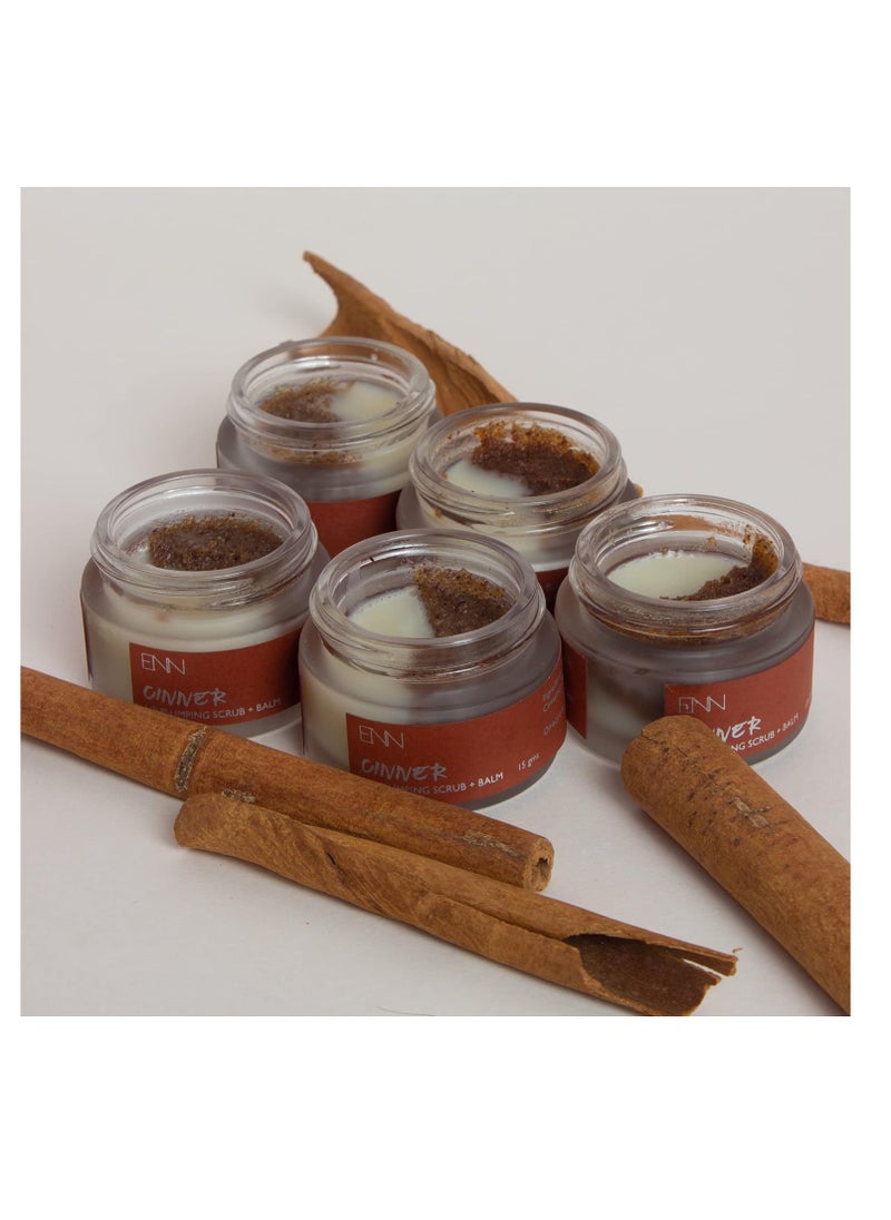 ENN Cinner Brightening and Instant Plumping Cinnamom Lip Scrub   Lip Balm   Moisturizer Tanned   Dark Lips  Glossy Enhanced Pout   Natural   For Men and Women| 15 Gms