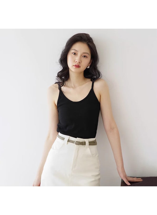 Don't speak Casual Threaded Camisole Tank Top Women's Inner Wear New Summer Outer Wear Covering Side Breast Top Without Chest Pad White 2XL - Image 3