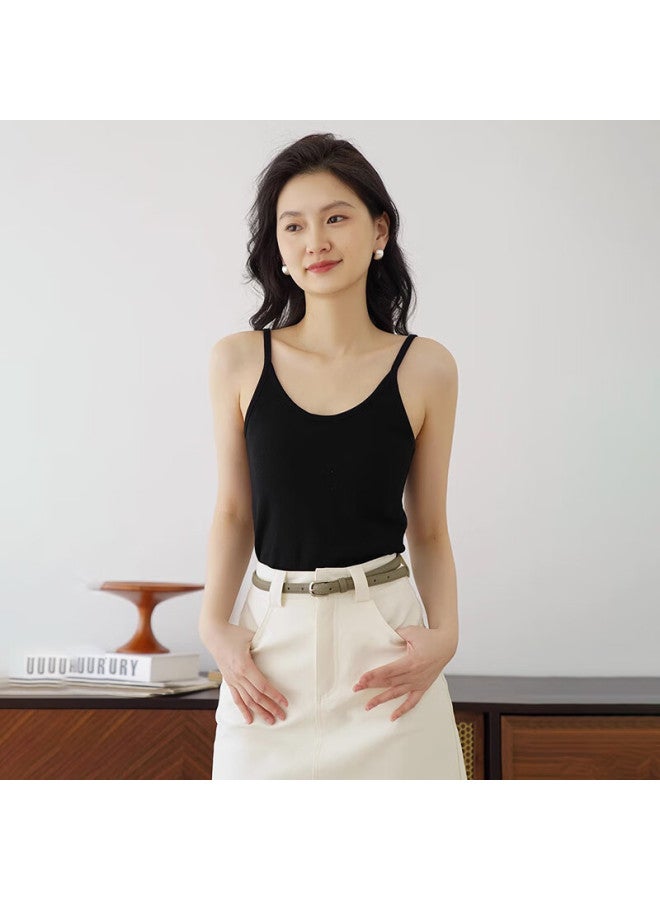 Don't speak Casual Threaded Camisole Tank Top Women's Inner Wear New Summer Outer Wear Covering Side Breast Top Without Chest Pad White 2XL - Image 2