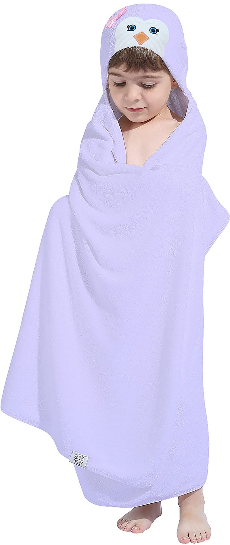 HIPHOP PANDA HIPHOP PANDA Hooded Towel for Kids  Viscose Derived from Bamboo 30 X 50 INCH Large Size for 310 Yrs  Premium Kids Bath Towel Beach Towels Wrap for Girls Boys Purple Penguin 