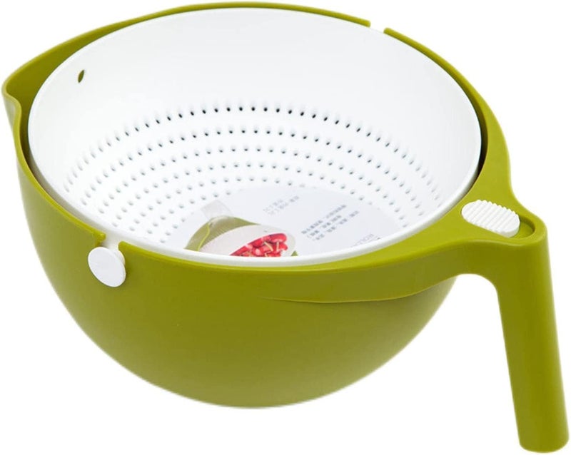 MVM Enterprise Rolling Double Drain Basket Bowl Kitchen Wash Vegetable Colander Kitchen Strainer with Handle and Removable Bowl Space Saving for Washing Draining Fruit Vegetables Pasta - Image 1