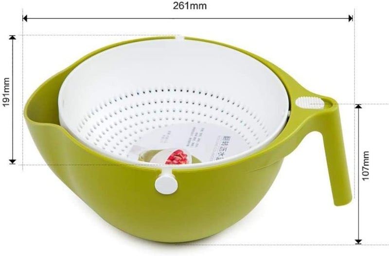 MVM Enterprise Rolling Double Drain Basket Bowl Kitchen Wash Vegetable Colander Kitchen Strainer with Handle and Removable Bowl Space Saving for Washing Draining Fruit Vegetables Pasta - Image 2