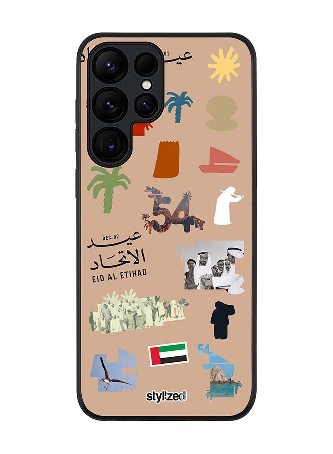Stylizedd Cover for Samsung Galaxy S25 Ultra Case, Rugged Black Slim fit Soft Flexible Anti Drop TPU Gel Thin Protective Phone Cases- Eid Al Etihad 54th UAE National Day, Brown - Image 1