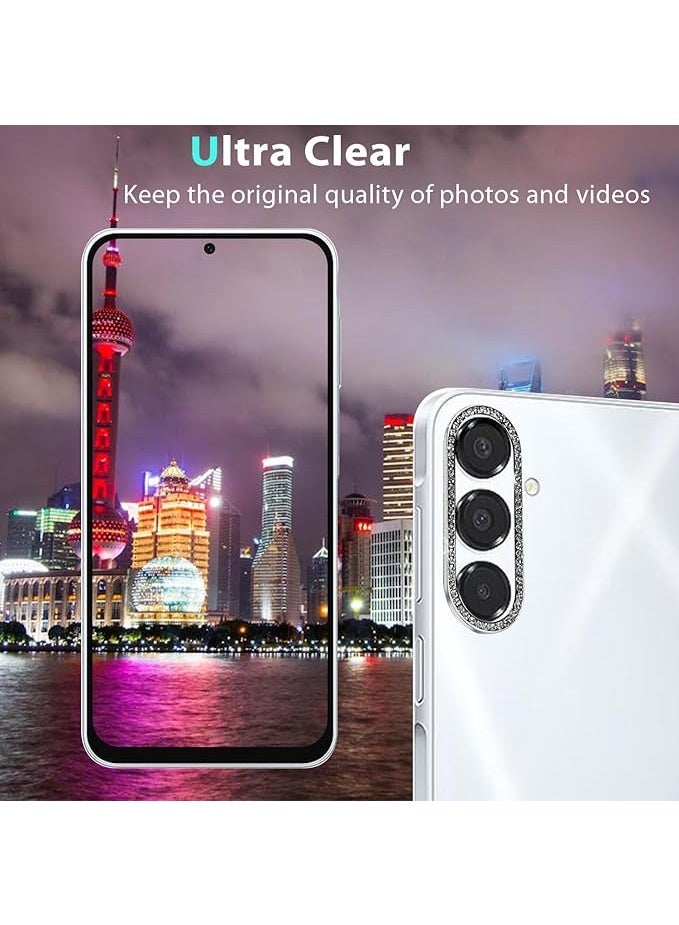 عدسة كاميرا فاخرة مرصعة بأحجار الراين لهاتف سامسونج A17 أحجار الراين، غطاء كريستالي ماسي لامع، إطار معدني أسود متين (أسود) - Image 5