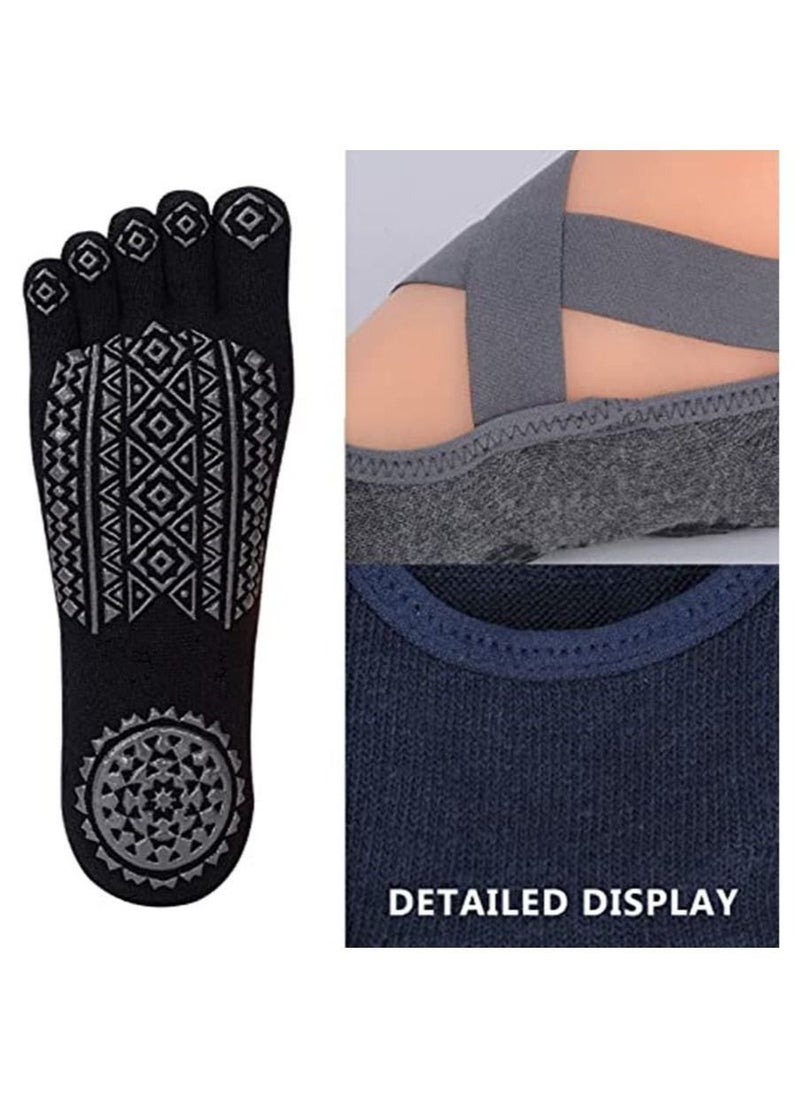 Generic Yoga Socks for Women with Grips, Non-Slip Five Toe Socks for Pilates/Barre/Ballet/Fitness (6 Pairs)  - Image 4