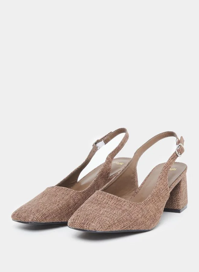 Styli Styli Women Brown Block Heel Pumps