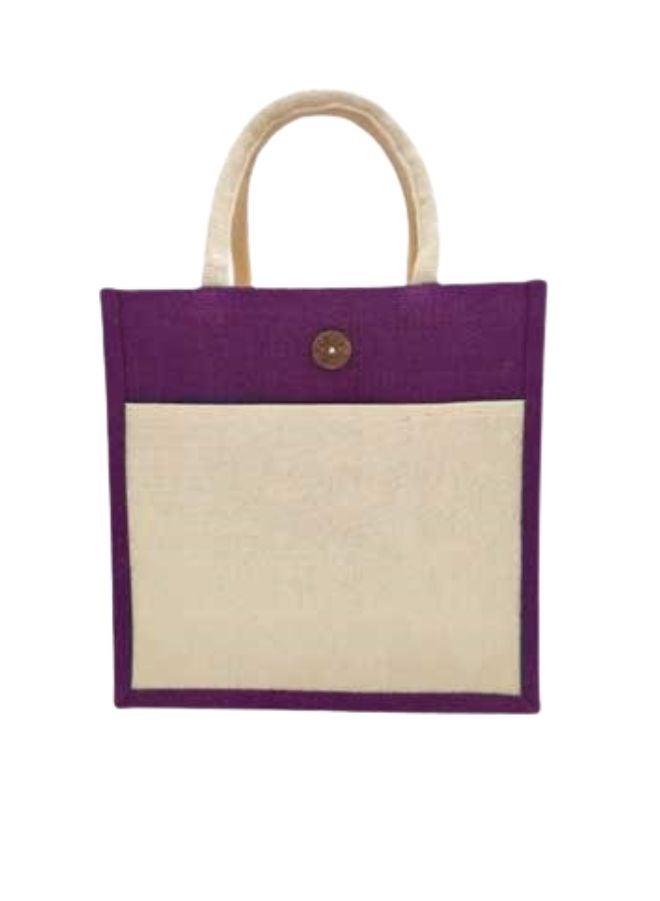 Fatio Set of 10 Purple and Cream Jute Canvas Bag – Sustainable and Durable, 30 x 30 x 15 cm - Image 2