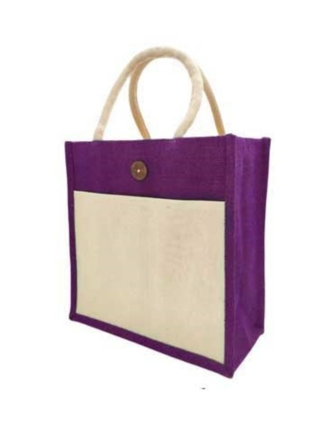 Fatio Set of 10 Purple and Cream Jute Canvas Bag – Sustainable and Durable, 30 x 30 x 15 cm - Image 1