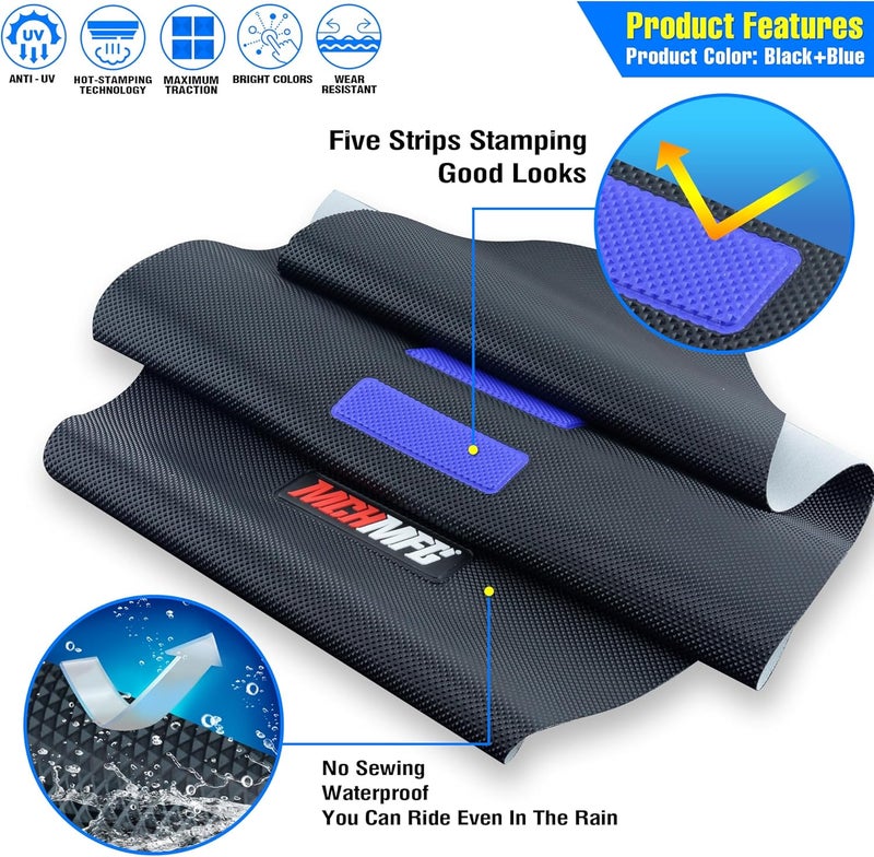 MCHMFG Gripper Dirt Bike Seat Cover - Soft Non-Slip Universal Cover for YZ125 YZ250 CRF50 KLX110 (Black-Blue) - Image 3