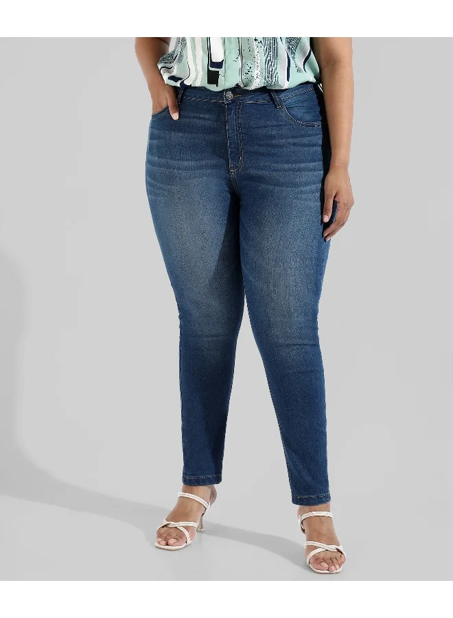 انستافاب بلس جينز نسائي ضيق عصري جديد بلون سادة