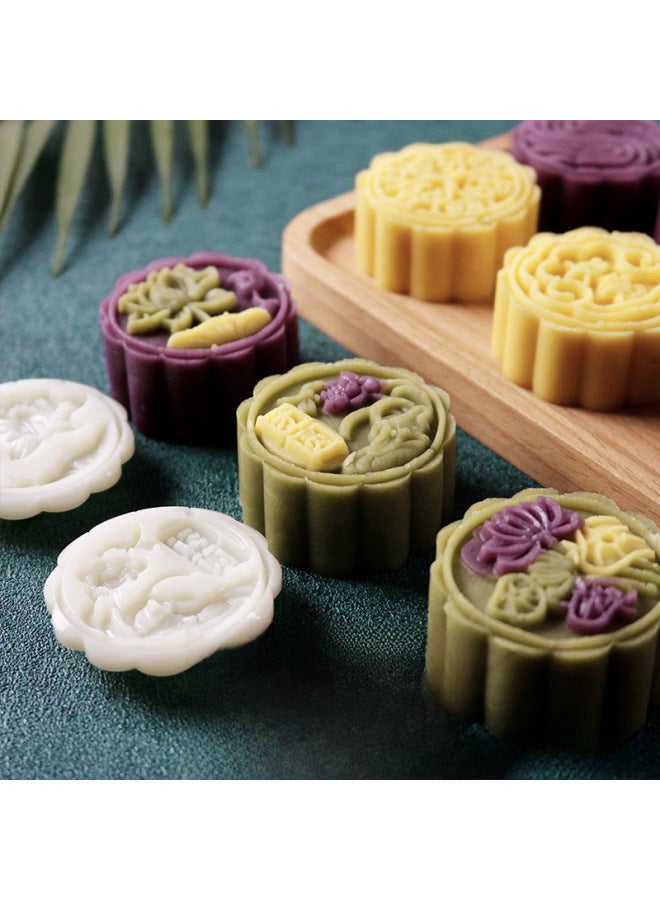 Mooncake Mold Household Non-stick Mung Bean Cake Model Printing Tool Embossed Ice-skin Snack Pastry Flow Heart Baking Grinding Tool-Color:50g Round Animal (6 Pieces)  - Image 5