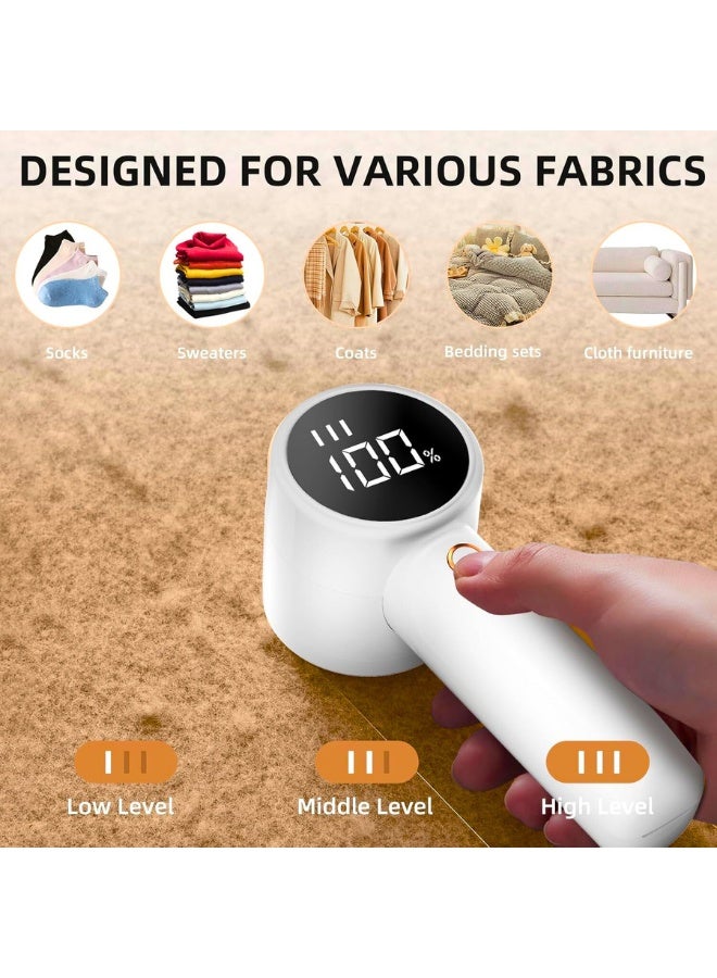 Chase Up Fabric Shaver, Lint Remover Rechargeable, Electric Portable Sweater Defuzzer with 3 Speeds, 6 Leaf Blades, Digital LED Display to Remove Pilling for Clothes, Furniture, Sweater, Couch, Blanket - Image 4