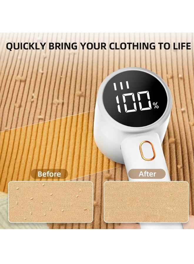 Chase Up Fabric Shaver, Lint Remover Rechargeable, Electric Portable Sweater Defuzzer with 3 Speeds, 6 Leaf Blades, Digital LED Display to Remove Pilling for Clothes, Furniture, Sweater, Couch, Blanket - Image 2