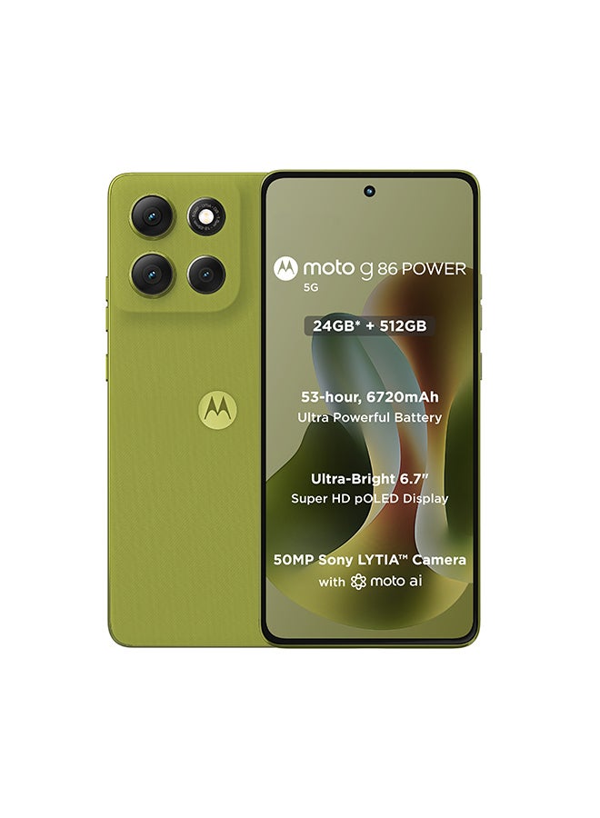 Motorola Moto G86 Power Dual SIM PANTONE Golden Cypress 8+16GB RAM  512GB 5G - Middle East Version - Image 2