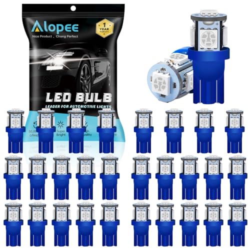 Alopee 30 Pack 194 Blue Led Bulbs 12V T10 Wedge Light Bulb Replacement for 158 168 193 198 2825 W5W Car Interior Dome Map Door Trunk Courtesy Step Lights - Image 1