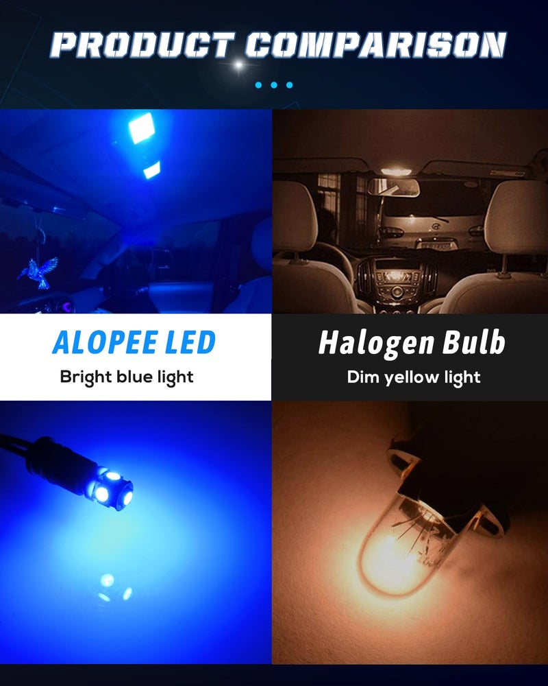 Alopee 30 Pack 194 Blue Led Bulbs 12V T10 Wedge Light Bulb Replacement for 158 168 193 198 2825 W5W Car Interior Dome Map Door Trunk Courtesy Step Lights - Image 5