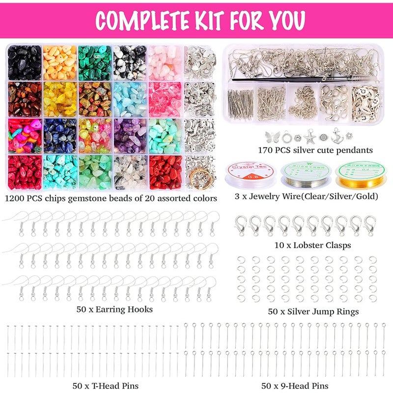 Xmada Jewelry Making Supplies Kit - 1587 PCS Beads, Crystal Beads, Jewelry Pliers, Beading Wire, Earring Hooks, Rings, Bracelets for Girls and Adults - Image 2