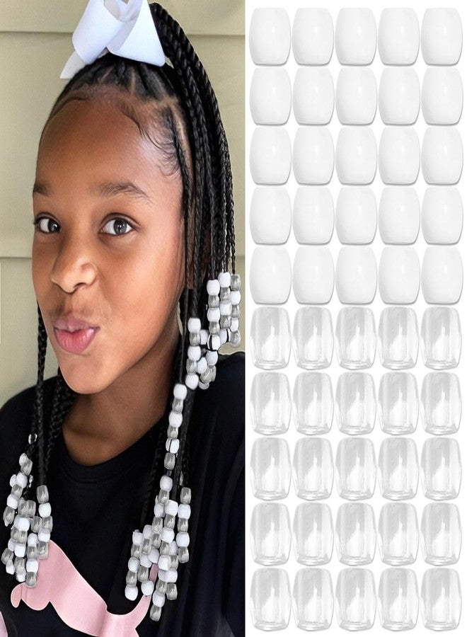 VENOFEN 50PCS Hair Beads Clear Large Beads for Hair White Pony Beads for Kids Girls Dreadlock Accessories Cute Hair Decoration Jewelry Making Kit - Image 1