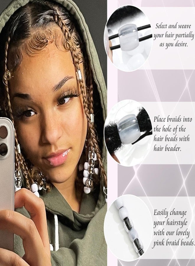 VENOFEN 50PCS Hair Beads Clear Large Beads for Hair White Pony Beads for Kids Girls Dreadlock Accessories Cute Hair Decoration Jewelry Making Kit - Image 5