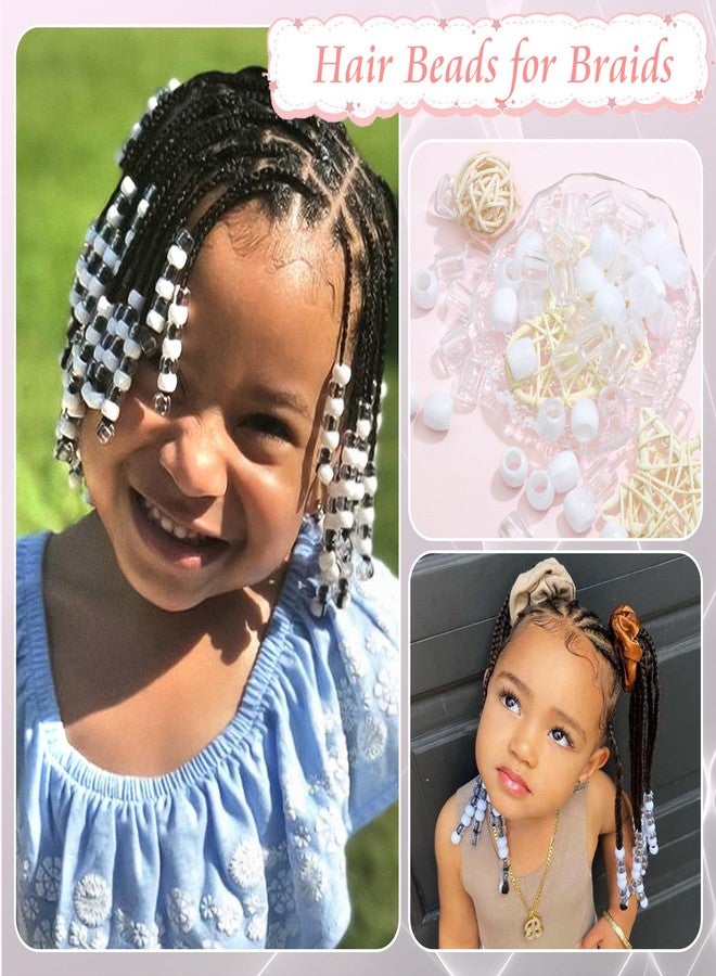 VENOFEN 50PCS Hair Beads Clear Large Beads for Hair White Pony Beads for Kids Girls Dreadlock Accessories Cute Hair Decoration Jewelry Making Kit - Image 3