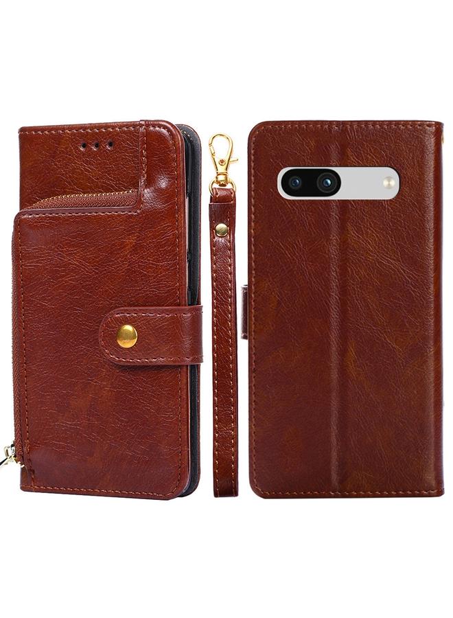 Green Tiger Case For Google Pixel 7a Zipper Bag Leather Phone Case - Image 1