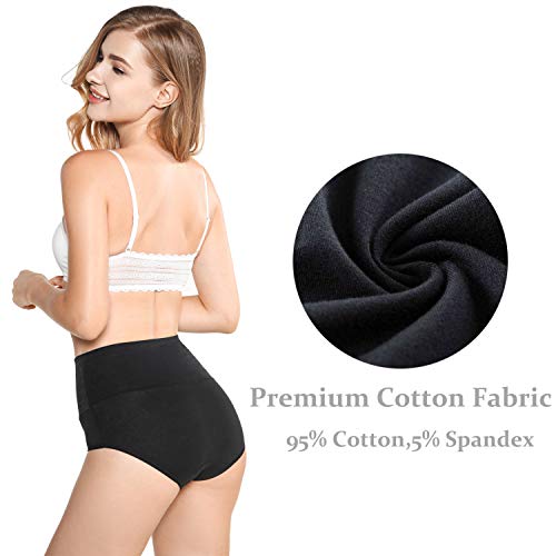 Kinyanco High Waist Tummy Control Panties for Women, Cotton Underwear No Muffin Top Shapewear Brief Panties (5 Pack-Black+grey+beige, Small) - Image 2