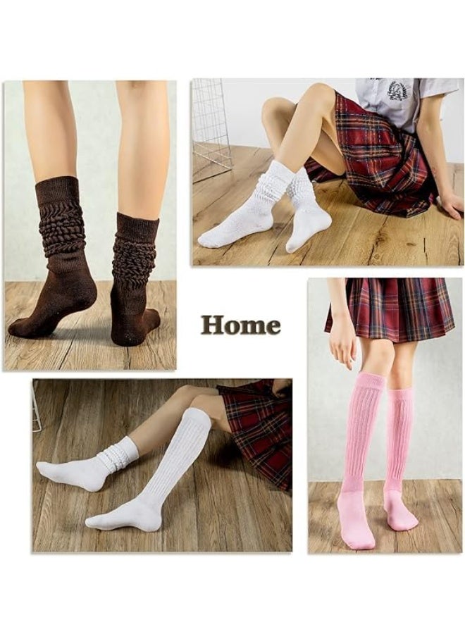 3 Pairs Women’s Slouch Socks, Extra Long Cotton Knit Knee High Boot Socks, Soft Thick Stacked Socks for Women, Size 5-10, White - Image 5